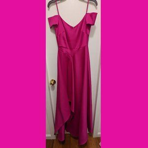 Badgley Mischka Fuschia Pink High Low Gown Size 2
